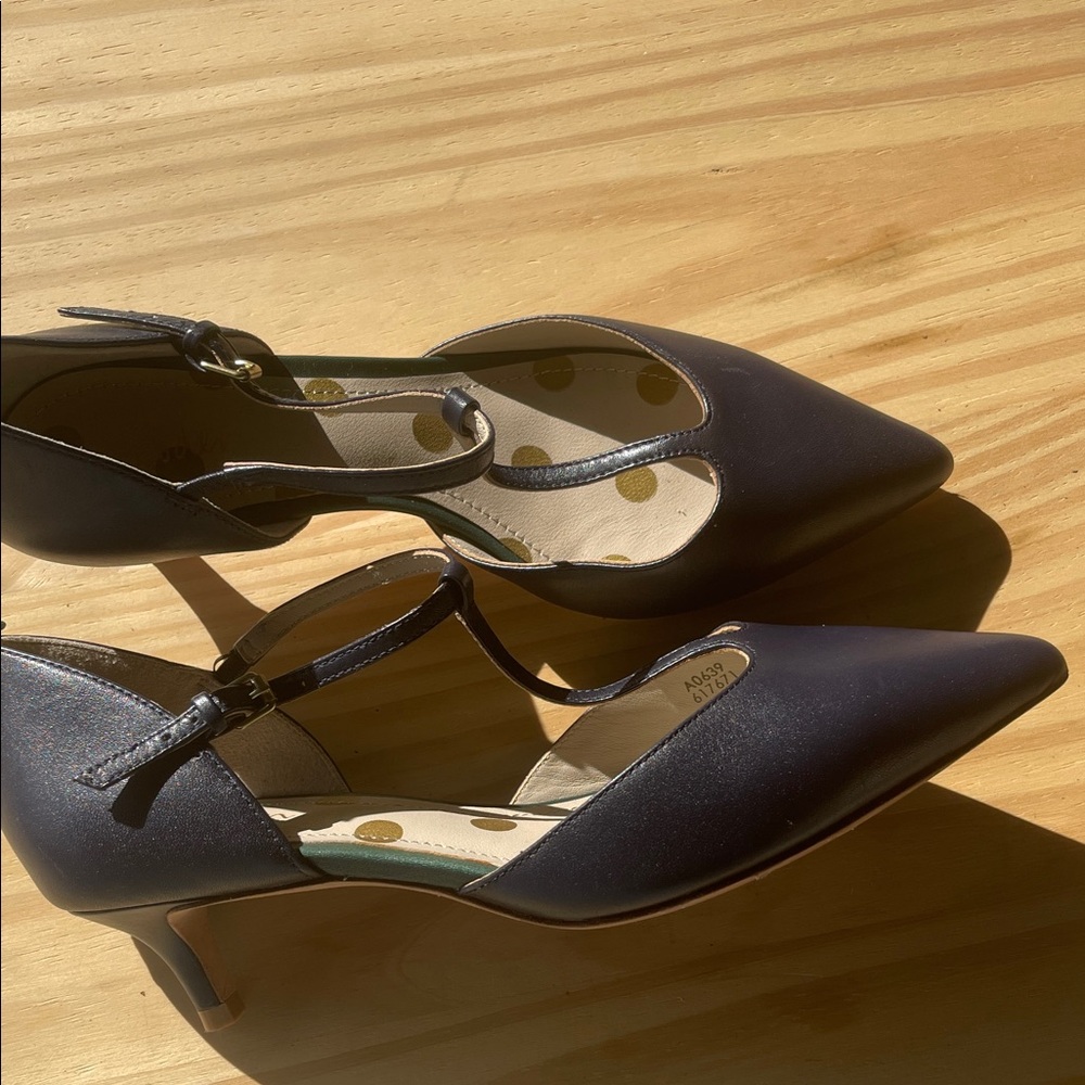 Boden Navy Pointed-Toe T-Strap Heels - Picture 10 of 14